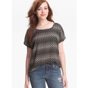 ⭐️ Pleione Flowy Short-Sleeved Cat Print Art Deco Print Blouse